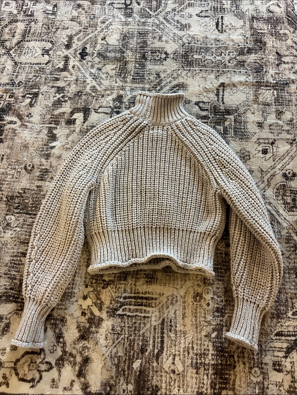 H&M Cream Cropped Chunky Turtleneck Sweater